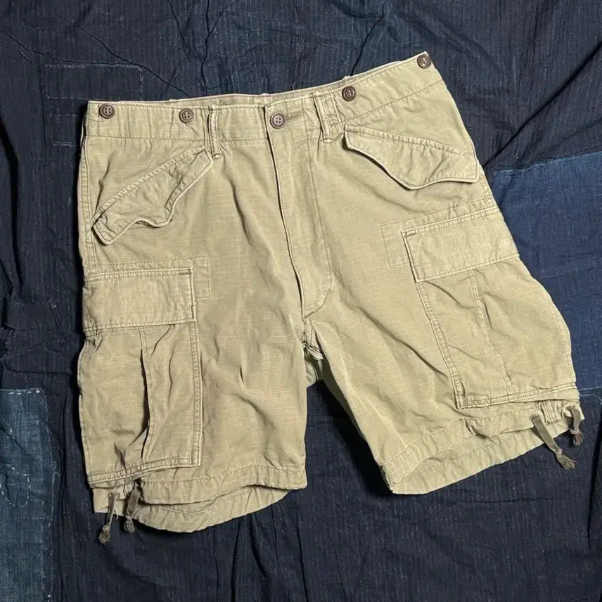 [BUNJANG] RRL Regiment Ripstop Cargo Shorts Khaki/Olive Green / R.R.L 레지멘트 카고 쇼츠 32