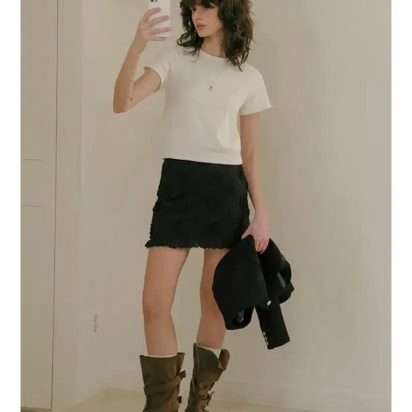 [BUNJANG] Frieber07 Flower Lace Mini Skirt (New) / 프리버07 플라워 레이스 스커트 (새상품)
