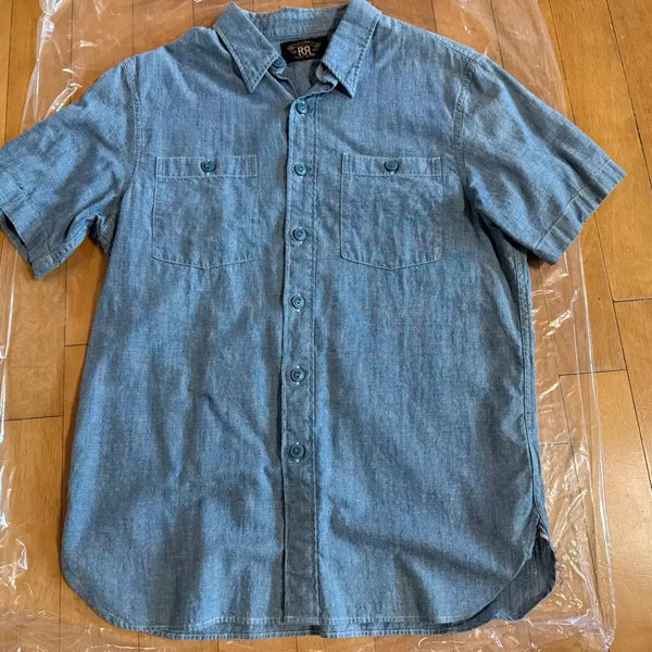 [BUNJANG] RRL Indigo Cotton-Linen Chambray Workshirt / (새제품) RRL 인디고 코튼 린넨 샴브레이 워크셔츠