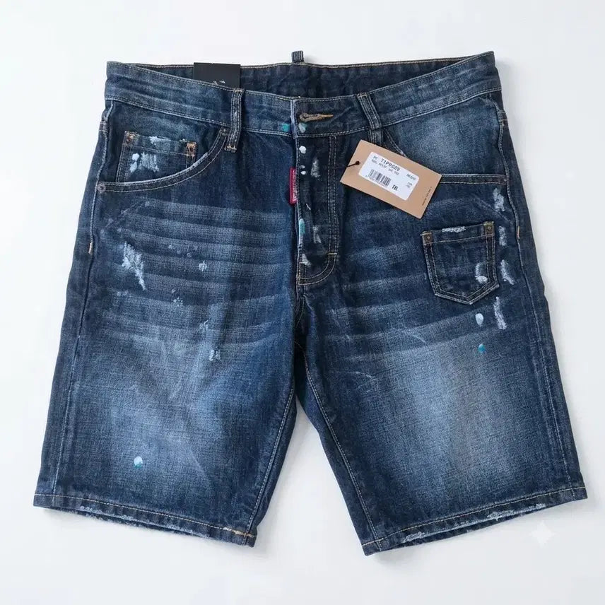 [BUNJANG] Dsquared2 Men's Washed Denim Paint Shorts Size 50 / 택새제품 디스퀘어드 남성 워싱 데님 페인트 청반바지 50사이즈