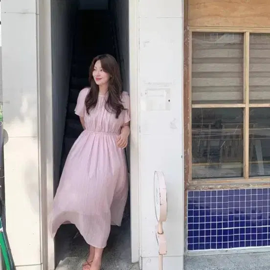 [BUNJANG] Merruy Long One-Piece Dress Pink (Unworn New Product) / 메르유 롱 원피스 핑크(미착용 새상품)