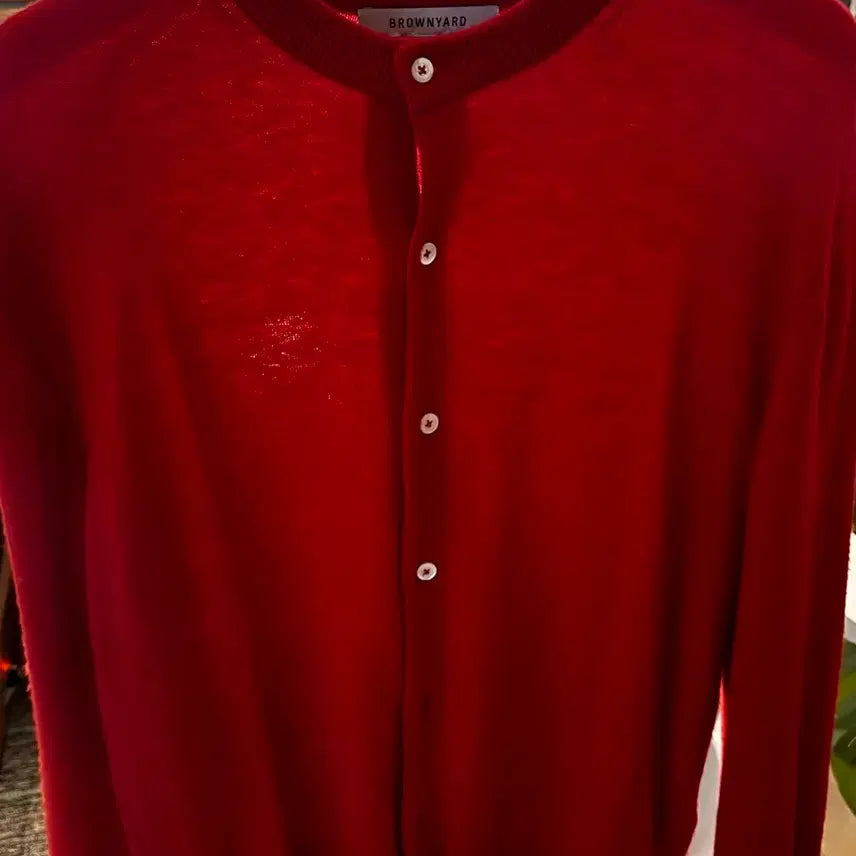 [BUNJANG] Brownyard Round Neck Cardigan Red / [5] 브라운야드 라운드넥 가디건 레드