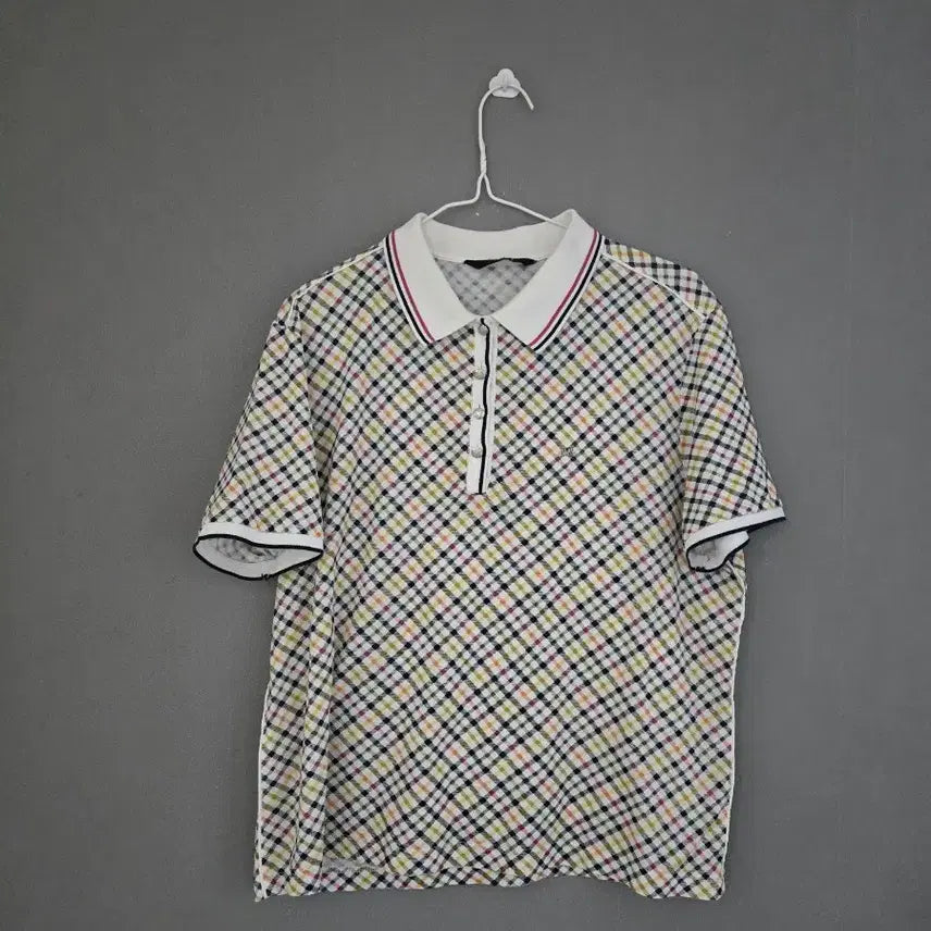 [BUNJANG] Daks Check Short Sleeve Polo Shirt (Size 105) / 닥스 체크 반팔 카라티 105