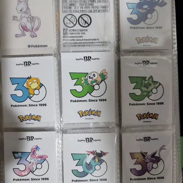 [BUNJANG] Baskin Robbins Pokémon 30th Anniversary Sticker Collection Set / 배스킨라빈스 포켓몬 카드 30주년 띠부띠부씰 전종
