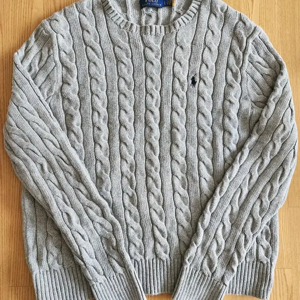 [BUNJANG] Polo Ralph Lauren Cable Knit Sweater Grey / [급처]폴로 랄프로렌 케이블 니트 그레이(100%정품 새상품급)