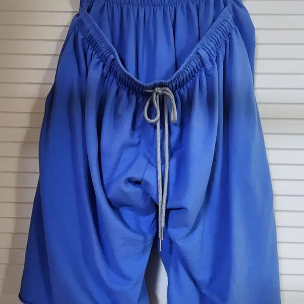 [BUNJANG] Men's Kangaroo Banding String Shorts - Blue / 남성 캥거루 밴딩 스트링 반바지 블루
