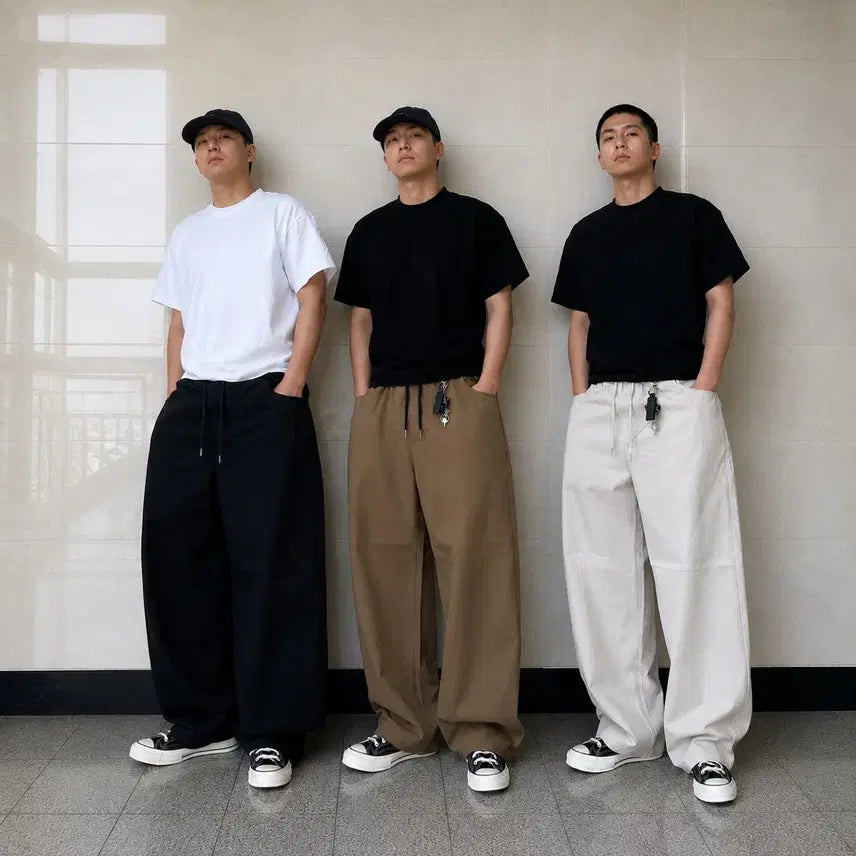 [BUNJANG] 1+1 Cotton Curve Bending Pants (3 Colors) / 새상품 1+1 ) 코튼 커브 밴딩팬츠 (3color)