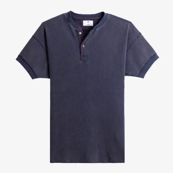 [BUNJANG] Heist Short Sleeve Knit Henry Neck T-Shirt Navy / 헤이스트 반팔 니트 헨리넥 네이비