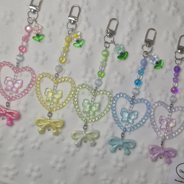 [BUNJANG] Butterfly Heart Bead Keychain / 나비핱키링 비즈키링