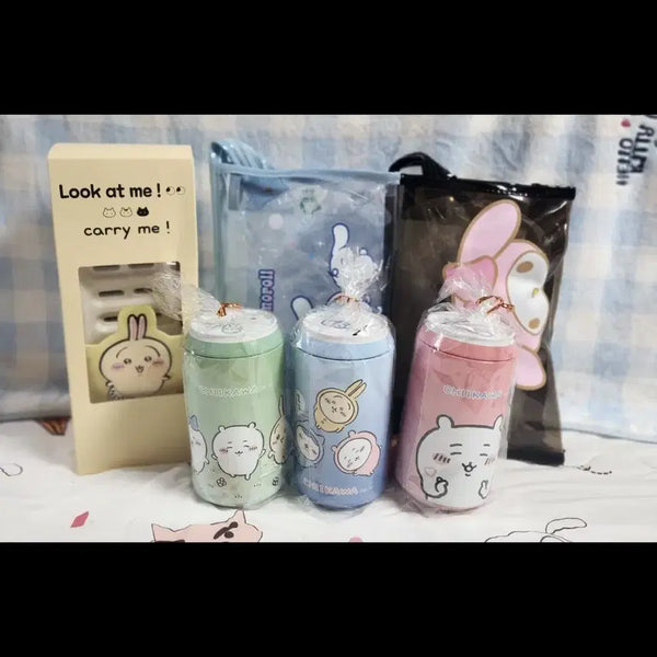 [BUNJANG] Pouch Set with Coin Bank and Slippers / 파우치 2개+먼작귀 저금통 3개+욕실화