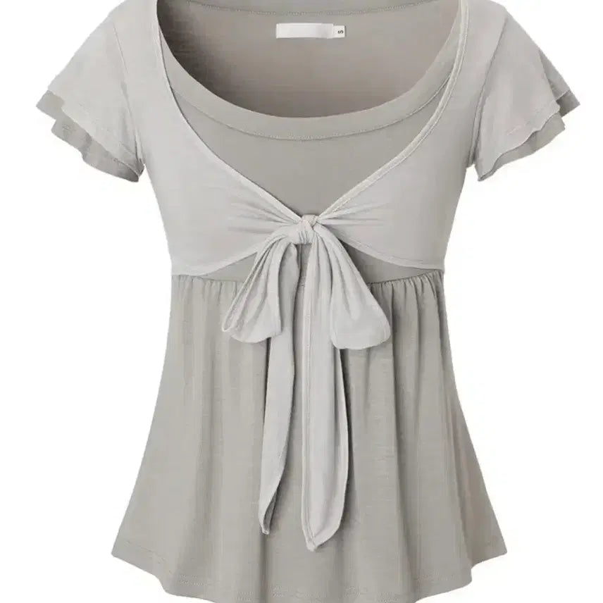 [BUNJANG] Three Times Soft Ribbon Top Beige M / 쓰리타임즈 소프트 리본 탑 베이지 M