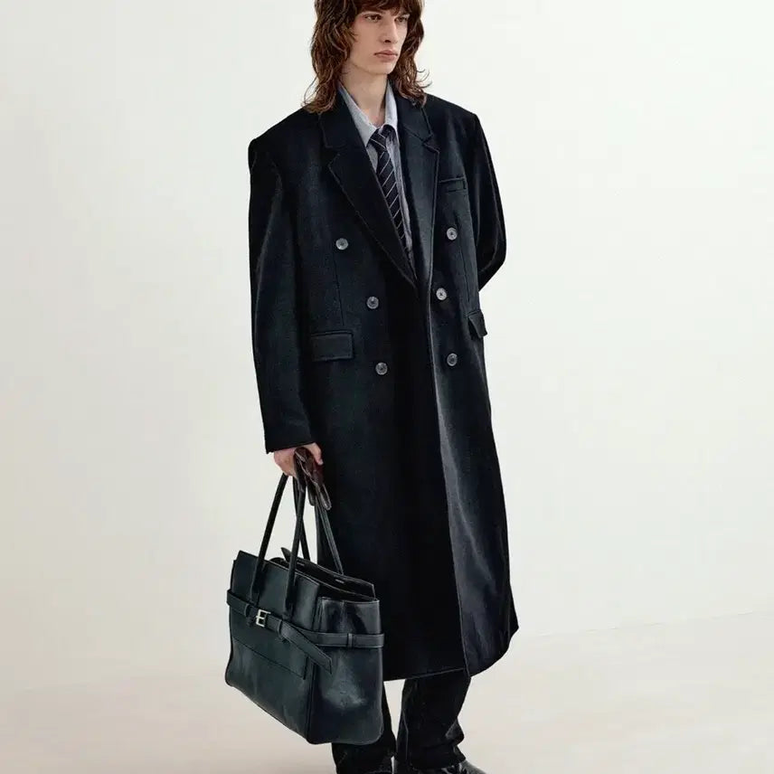 [BUNJANG] Elmood Grey Whale Double Coat FELTRO BLACK / [오늘 구매시 17] 엘무드 그레이웨일 더블코트 FELTRO BLACK