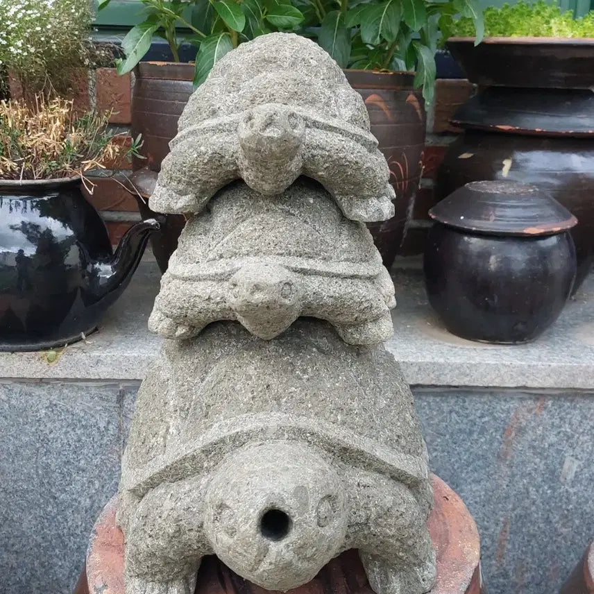 [BUNJANG] Stone Turtle Sculpture Set (3 pcs) / 돌  거북이 조각품  - 장식용. 석물.