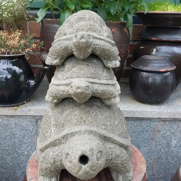 [BUNJANG] Stone Turtle Sculpture Set (3 pcs) / 돌  거북이 조각품  - 장식용. 석물.