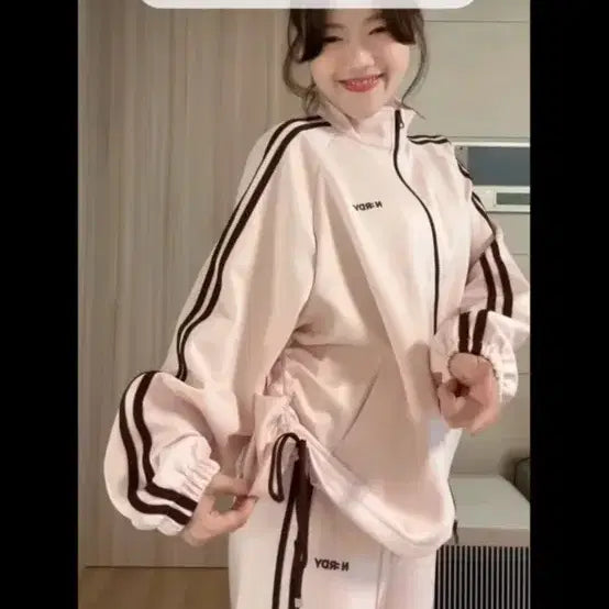 [BUNJANG] NERDY Women's Ribbon Track Training Set Baby Pink S / 널디 우먼스 리본 트랙 트레이닝 세트 베이비핑크S