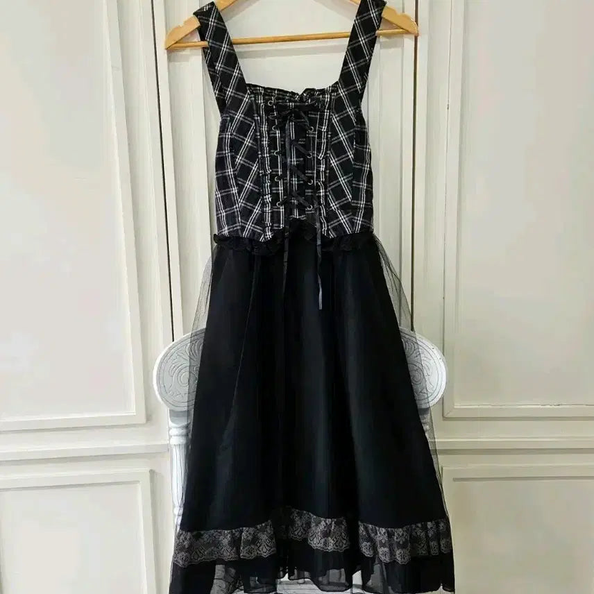 [BUNJANG] axes femme Check Corset Lace Dress / axes femme(액시즈팜) 체크 코르셋 레이스 원피스
