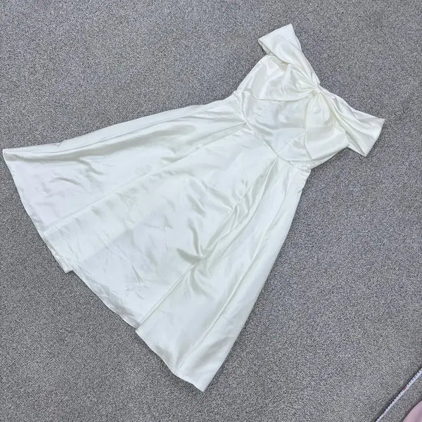 [BUNJANG] Vintage Off-Shoulder Self-Wedding Photoshoot Dress / 빈티지 오프숄더 셀프 웨딩촬영 드레스 원피스 0728J2
