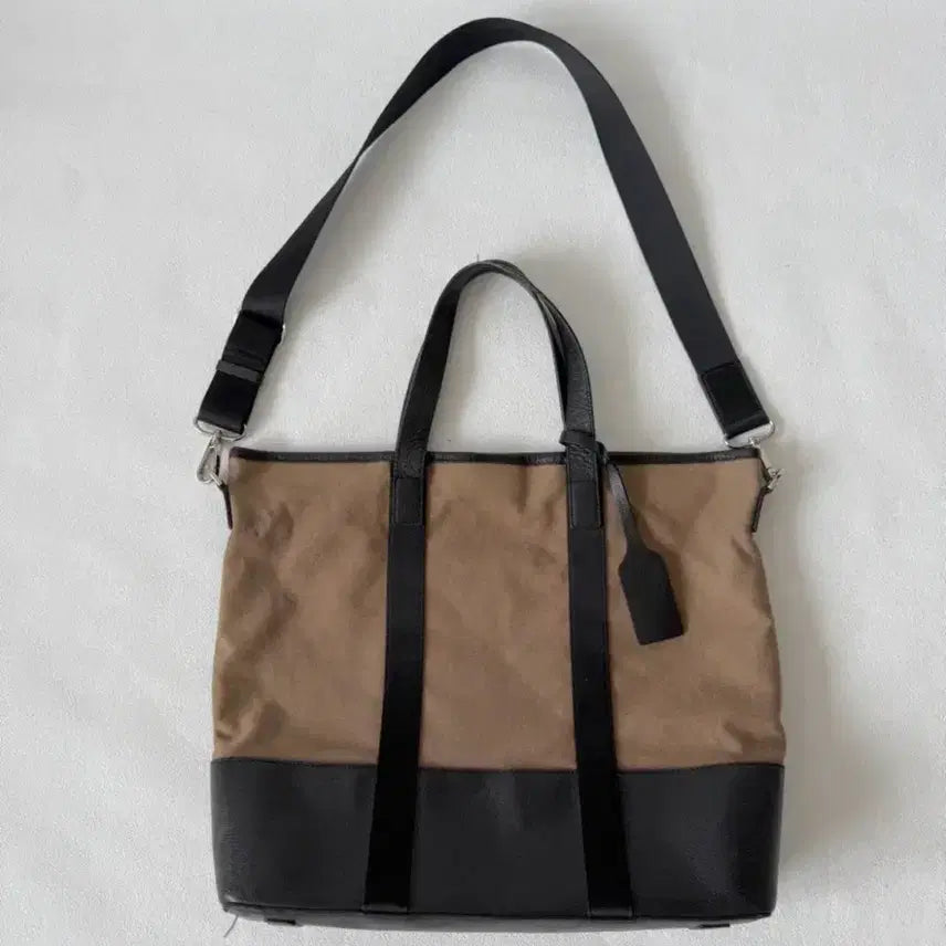 [BUNJANG] MADGOAT Canvas & Leather Two-Way Tote Shoulder Bag / 매드고트 캔버스 토트백