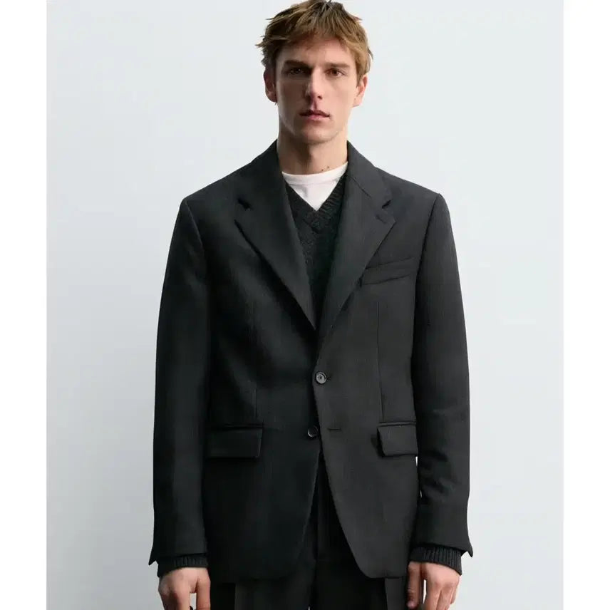 [BUNJANG] Zara x Aaron Levine 100% Wool Twill Suit Blazer Jacket - Dark Grey / 새제품)자라 x 아론레빈 콜라보 100%울 트윌 수트 블레이저 자켓 마이 다크그레이 4086/892/922