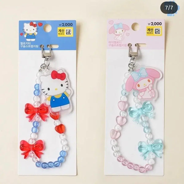 [BUNJANG] Daiso Sanrio Hello Kitty My Melody Bead Strap Keychain (6 Types) / 다이소 산리오 헬로키티 마이멜로디 비즈구슬스트랩 키링6종