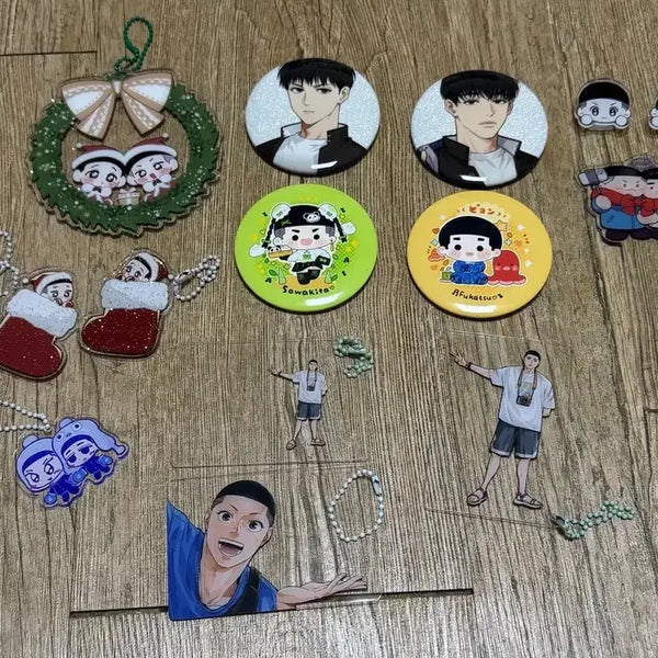 [BUNJANG] Slam Dunk Wooseongmyeonhyeon (Woosung Myeonheon) Pin Button, Keyring, Photoprop Set / 판매) 슬램덩크 우성명헌 우명 핀버튼 키링 포토프롭 집게 일괄 판매 양도