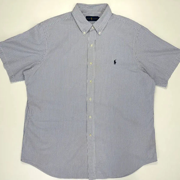 [BUNJANG] Polo Ralph Lauren Blue Candy Stripe Short Sleeve Shirt XL / [XL] 폴로 랄프로렌 블루 캔디 스트라이프 반팔 셔츠