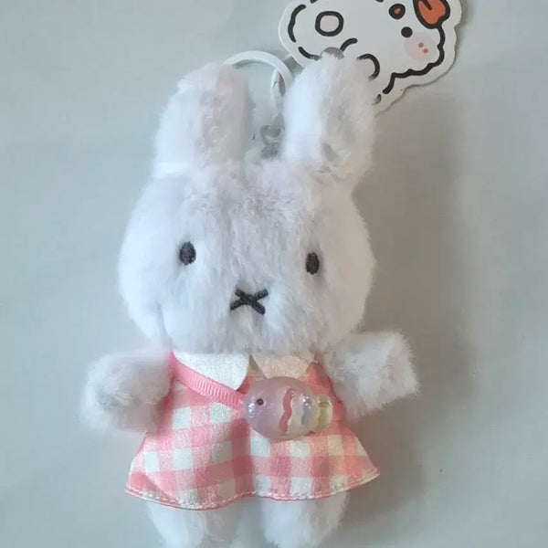 [BUNJANG] Mini Checkered Dress Miffy Keychain / 미니 체크 원피스 인형 키링