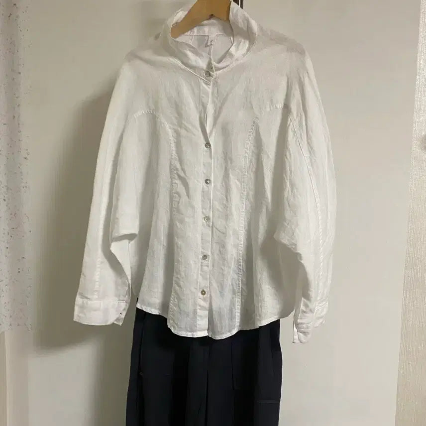 [BUNJANG] White Linen Shirt Blouse (Size 55-66) / 화이트 마 셔츠블라우스 55-66