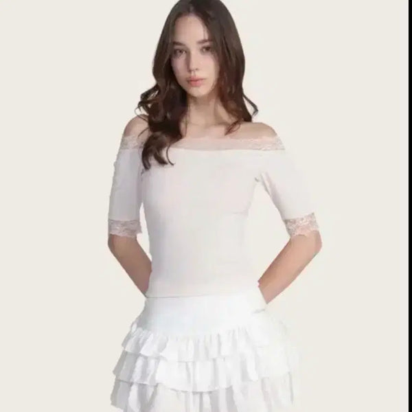 [BUNJANG] Clearsier Cream Donut Off-Shoulder Pink Top / 새상품) 클리시어 크림도넛 오프숄더 핑크 탑
