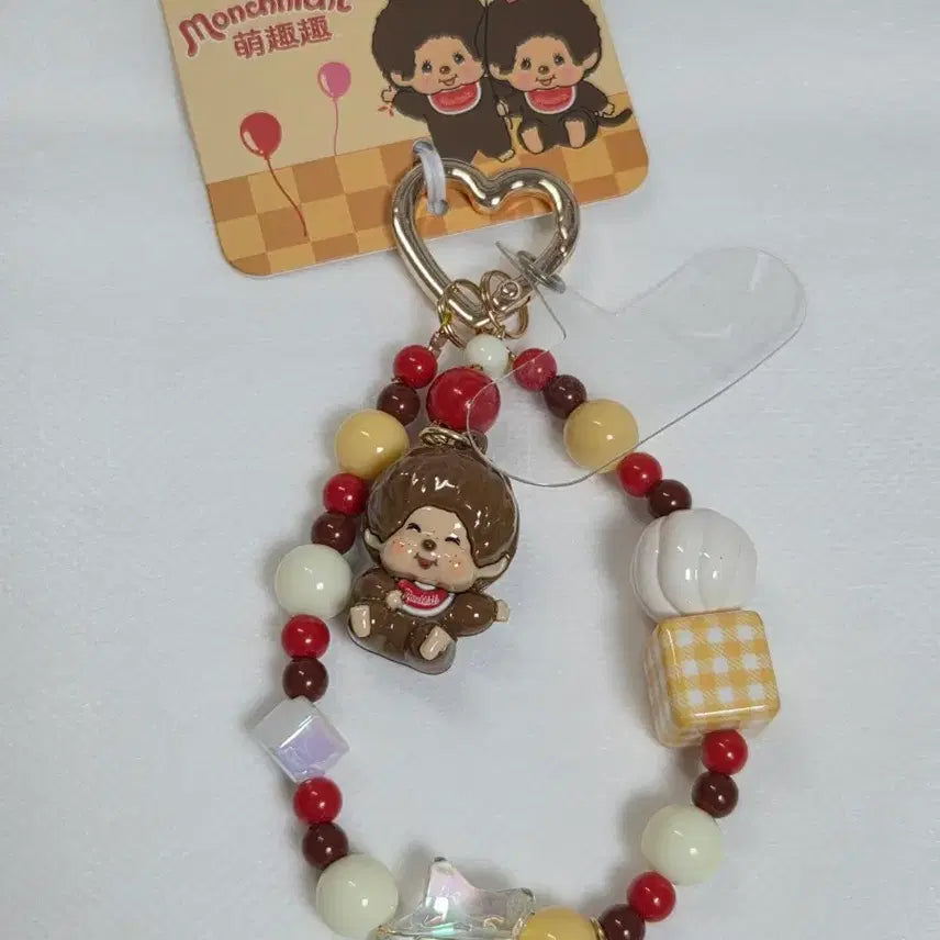 [BUNJANG] Monchhichi Beaded Strap & Heart Keyring / 몬치치 비즈스트랩&하트 키링