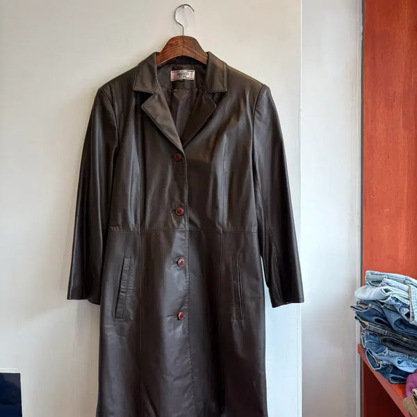 [BUNJANG] Brown Leather Coat / 브라운 가죽코트