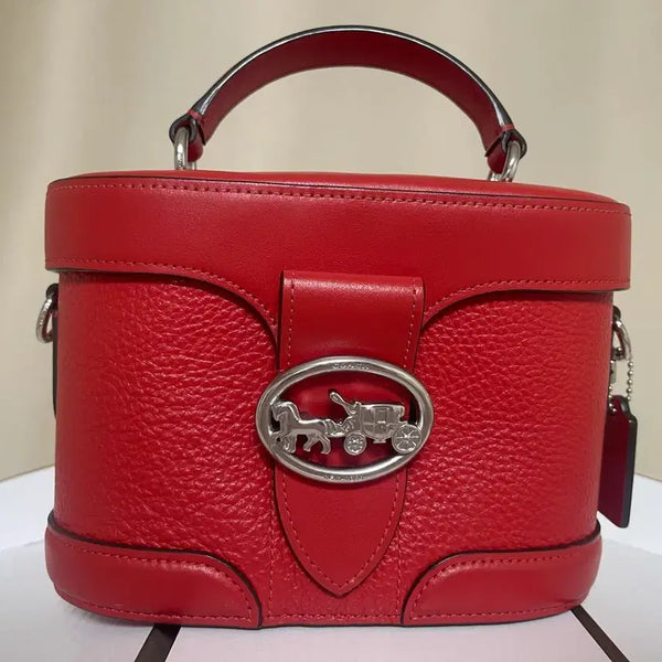 [BUNJANG] Coach Vanity Bucket Bag Top Handle Chain Red / 코치 베니티백 버킷백 메이컵 백 가방 크로스백 탑핸들뱃 체인 레드