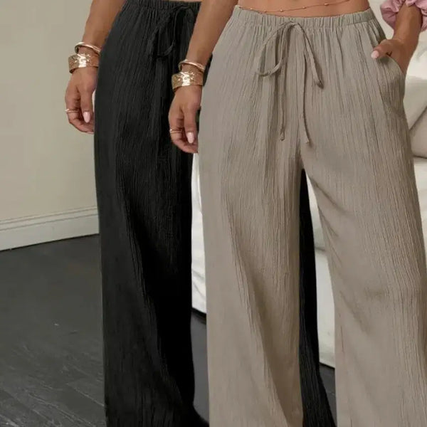 [BUNJANG] Pleated Wide Pants (Black/Beige) / 플리츠 와이드 팬츠 (블랙/베이지).새상품