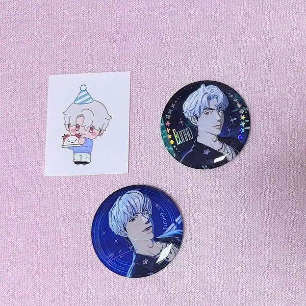 [BUNJANG] PLAVE Eunho Sip Cafe Sticker Can Badge Bundle Set / 플레이브 은호 십카페 스티커 캔뱃지