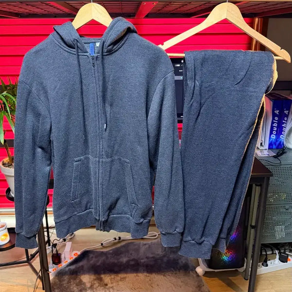 [BUNJANG] H&M Dark Grey Tracksuit Set (Zip-Up Hoodie + Track Pants) - Size M / H&M 트랙수트 세트 다크 그레이 (M / 레귤러핏)