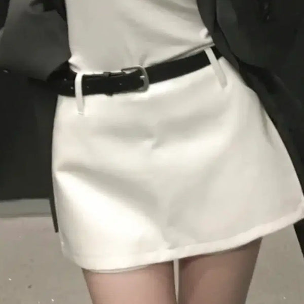 [BUNJANG] Side Slit Mini Skirt with Belt Set / 벨트세트 옆트임 미니 스커트