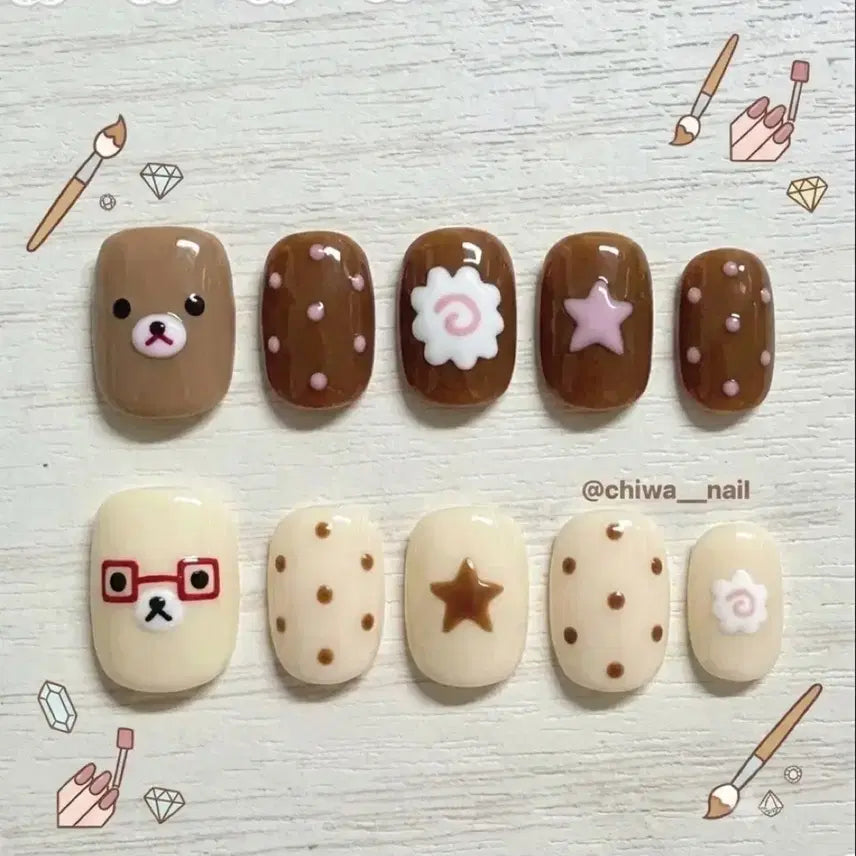 [BUNJANG] Rilakkuma Naruto Maki Handmade Nail Tips / 여름세일!!) 리락쿠마 나루토마키 수제 네일팁