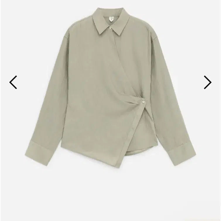 [BUNJANG] Arket Linen Wrap Shirt Khaki Green Size 32 / 아르켓 리넨 랩 셔츠 카키그린 32