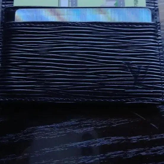 [BUNJANG] Louis Vuitton Card Holder Black Embossed Leather / 루이비통 카드지갑 블랙