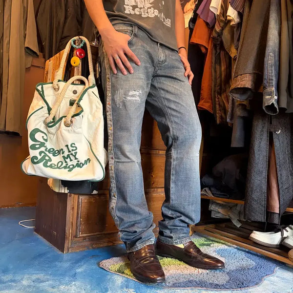 [BUNJANG] C'N'C Gemstone Slim Fit Sagging Denim Pants / 00S CNC 씨앤씨 잼스톤 새깅 슬림핏 데님