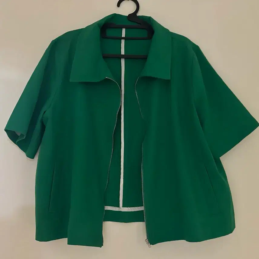 [BUNJANG] Green Zip-Up Short-Sleeve Jacket / (새상품) 그린 집업 반팔 자켓