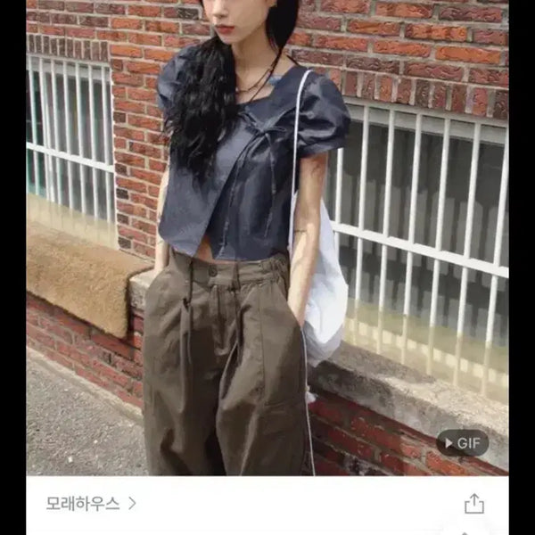 [BUNJANG] Our Cabinet Puff Sleeve Wrap Blouse Black / 퍼프 랩 블라우스 모래하우스 아워캐비넷 릿킴 블랙업