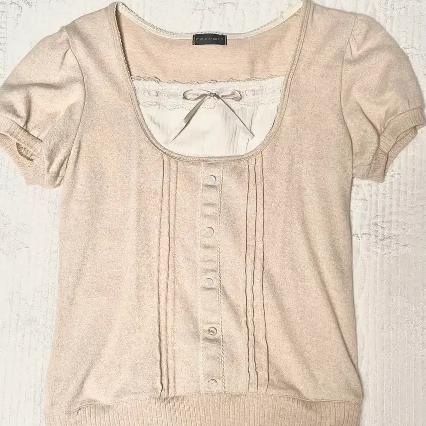 [BUNJANG] Hime Gyaru Ribbon Short Sleeve Top / 히메갸루 리본 탑 반팔 라떼갸루 로걀탑