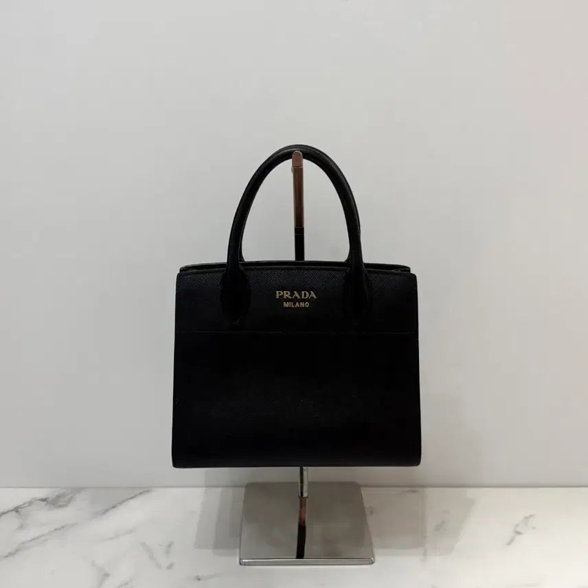 [BUNJANG] PRADA Saffiano Leather Biblioteque Two-Way Tote Shoulder Bag Black 1BA071 / 프라다 사피아노 레더 비블리오텍 투웨이 토트백 숄더백 가방 블랙 1BA071