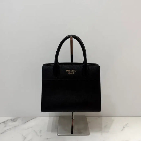 [BUNJANG] PRADA Saffiano Leather Biblioteque Two-Way Tote Shoulder Bag Black 1BA071 / 프라다 사피아노 레더 비블리오텍 투웨이 토트백 숄더백 가방 블랙 1BA071