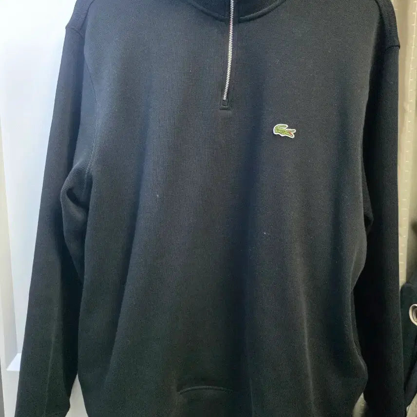 [BUNJANG] Lacoste Zip-Up Sweatshirt Black / 라코스테 집업 스웻셔츠 블랙