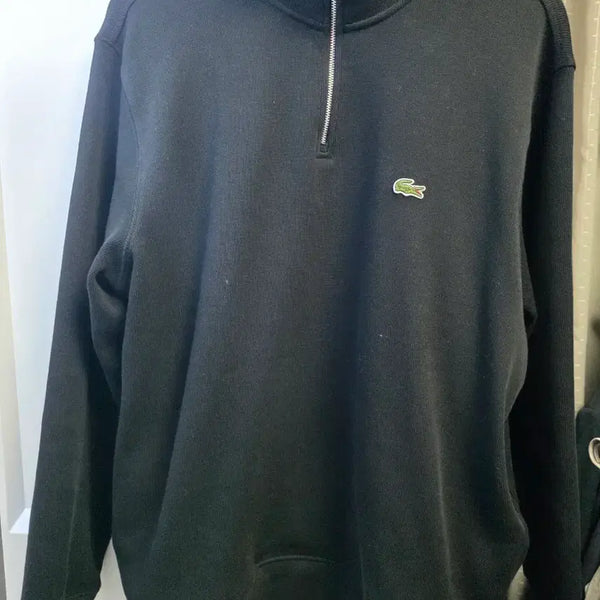 [BUNJANG] Lacoste Zip-Up Sweatshirt Black / 라코스테 집업 스웻셔츠 블랙
