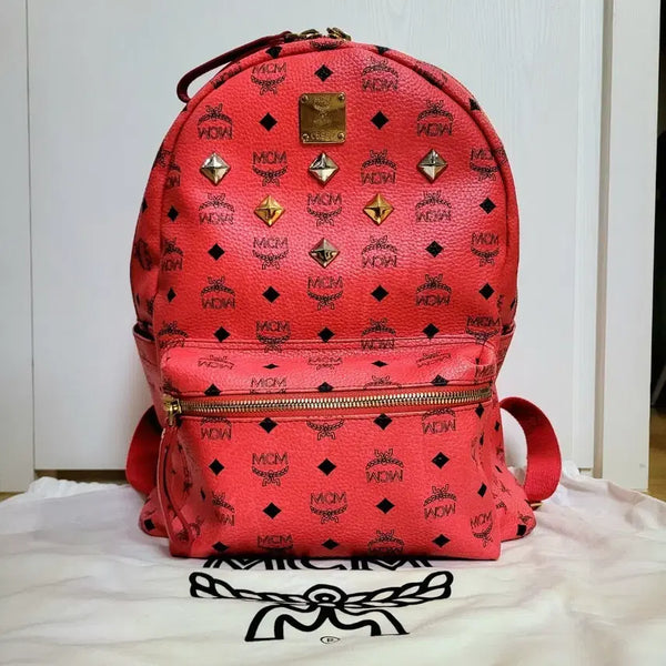[BUNJANG] MCM Pink Visetos Studded Backpack / mcm 핑크 백팩