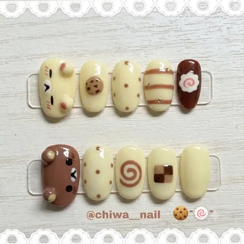 [BUNJANG] Custom Rilakkuma Cookie Naruto Maki Nail Tips / 주문제작 리락쿠마 쿠키 나루토마키 네일팁