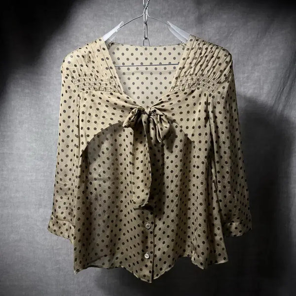 [BUNJANG] Prada Ribbon Dot Blouse / 프라다 리본 도트 블라우스